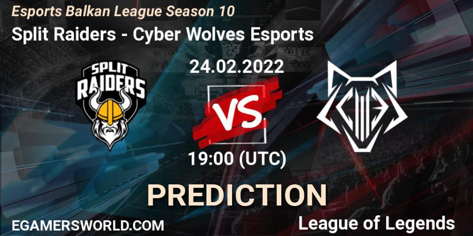 Split Raiders vs Cyber Wolves Esports: Match Prediction. 24.02.2022 at 19:00, LoL, Esports Balkan League Season 10