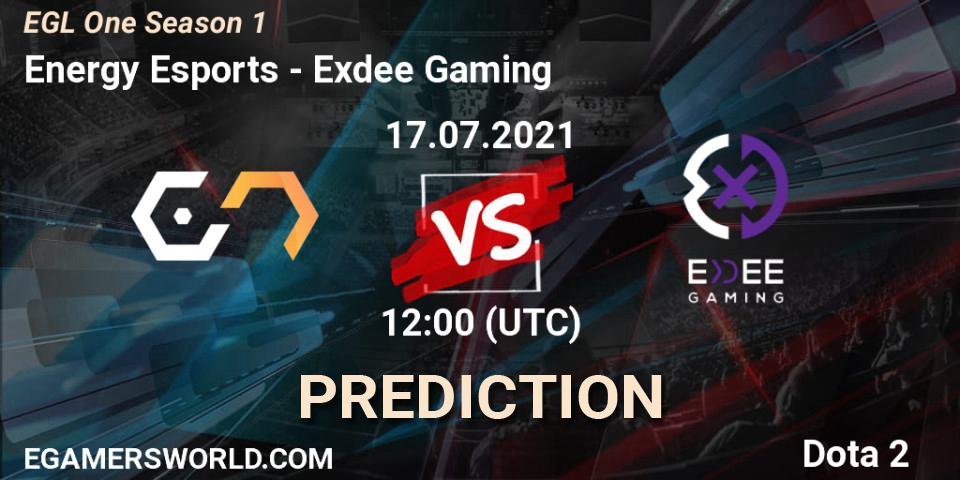 Energy Esports vs Exdee Gaming: Match Prediction. 17.07.2021 at 12:05, Dota 2, EGL One Season 1