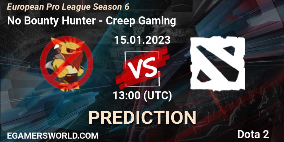 No Bounty Hunter vs Creep Gaming: Match Prediction. 15.01.23, Dota 2, European Pro League Season 6