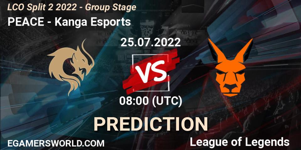 PEACE vs Kanga Esports: Match Prediction. 25.07.2022 at 08:00, LoL, LCO Split 2 2022 - Group Stage