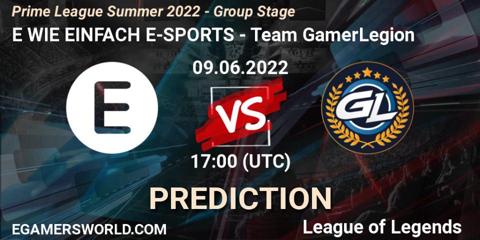 E WIE EINFACH E-SPORTS vs Team GamerLegion: Match Prediction. 09.06.22, LoL, Prime League Summer 2022 - Group Stage