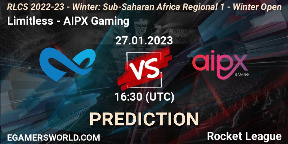 Limitless vs AIPX Gaming: Match Prediction. 27.01.2023 at 16:30, Rocket League, RLCS 2022-23 - Winter: Sub-Saharan Africa Regional 1 - Winter Open
