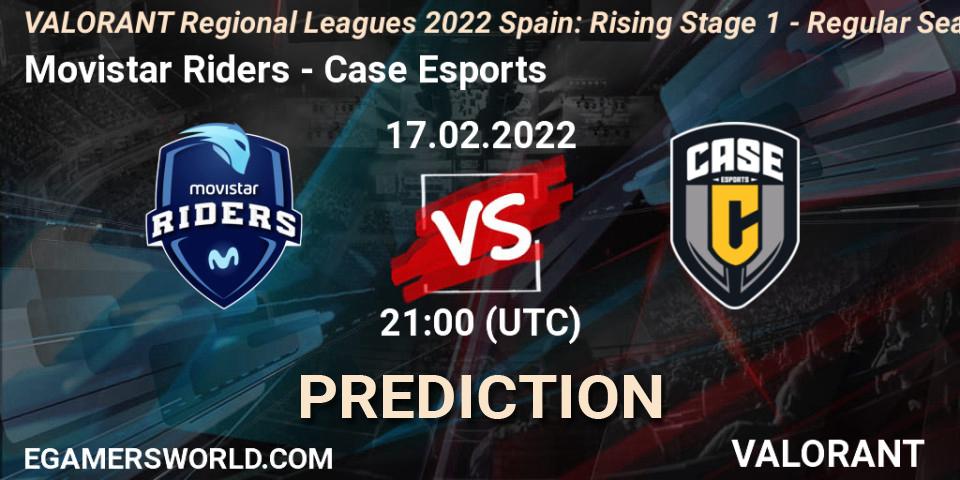 Movistar Riders vs Case Esports: Match Prediction. 17.02.2022 at 21:00, VALORANT, VALORANT Regional Leagues 2022 Spain: Rising Stage 1 - Regular Season