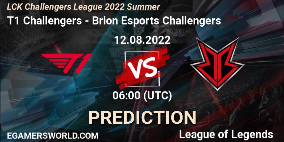 T1 Challengers vs Brion Esports Challengers: Match Prediction. 12.08.22, LoL, LCK Challengers League 2022 Summer