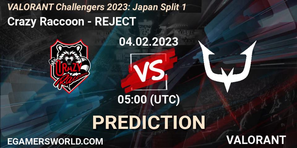 Crazy Raccoon vs REJECT: Match Prediction. 04.02.23, VALORANT, VALORANT Challengers 2023: Japan Split 1