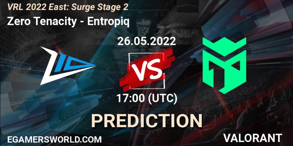 Zero Tenacity vs Entropiq: Match Prediction. 26.05.2022 at 17:15, VALORANT, VRL 2022 East: Surge Stage 2