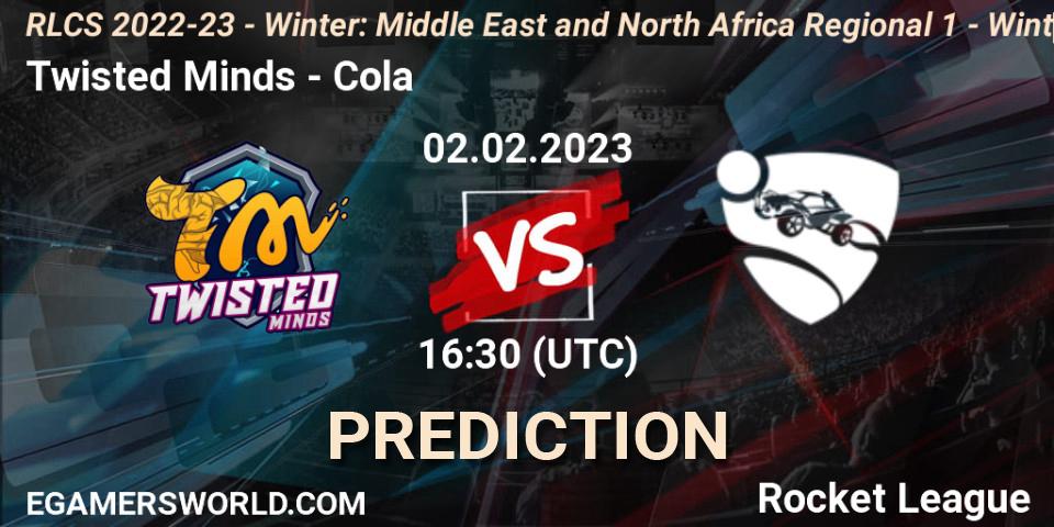 Twisted Minds vs Cola: Match Prediction. 02.02.2023 at 16:30, Rocket League, RLCS 2022-23 - Winter: Middle East and North Africa Regional 1 - Winter Open