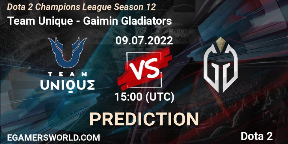 Team Unique vs Gaimin Gladiators: Match Prediction. 09.07.2022 at 15:00, Dota 2, Dota 2 Champions League Season 12