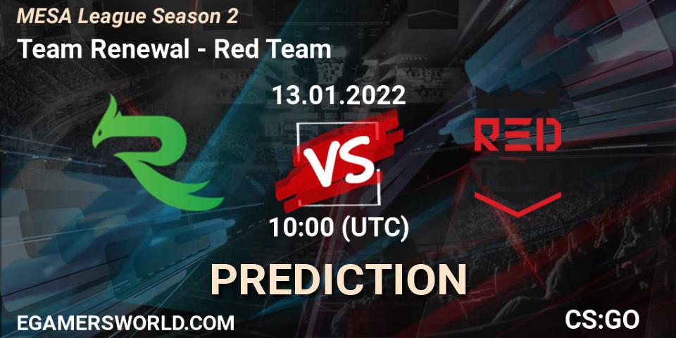 Team Renewal vs Red Team: Match Prediction. 13.01.2022 at 10:00, Counter-Strike (CS2), MESA League Season 2