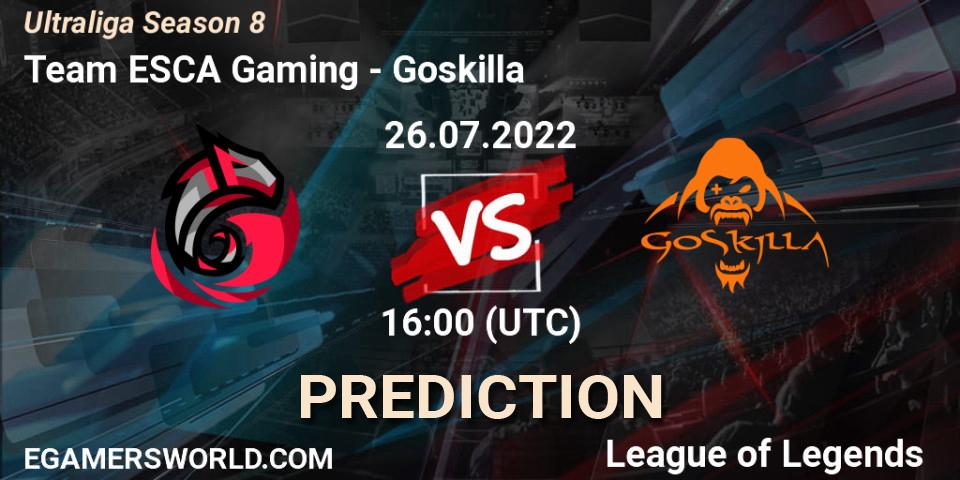 Team ESCA Gaming vs Goskilla: Match Prediction. 26.07.22, LoL, Ultraliga Season 8