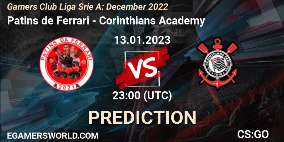 Patins de Ferrari vs Corinthians Academy: Match Prediction. 13.01.23, CS2 (CS:GO), Gamers Club Liga Série A: December 2022