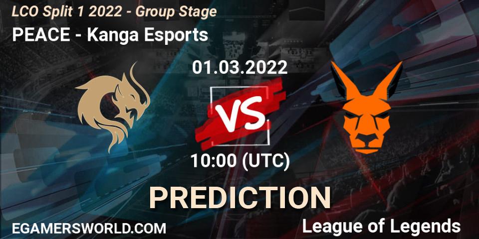 PEACE vs Kanga Esports: Match Prediction. 01.03.2022 at 10:00, LoL, LCO Split 1 2022 - Group Stage 