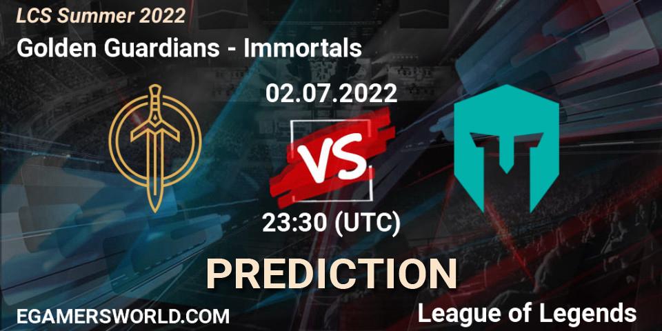 Golden Guardians vs Immortals: Match Prediction. 02.07.22, LoL, LCS Summer 2022