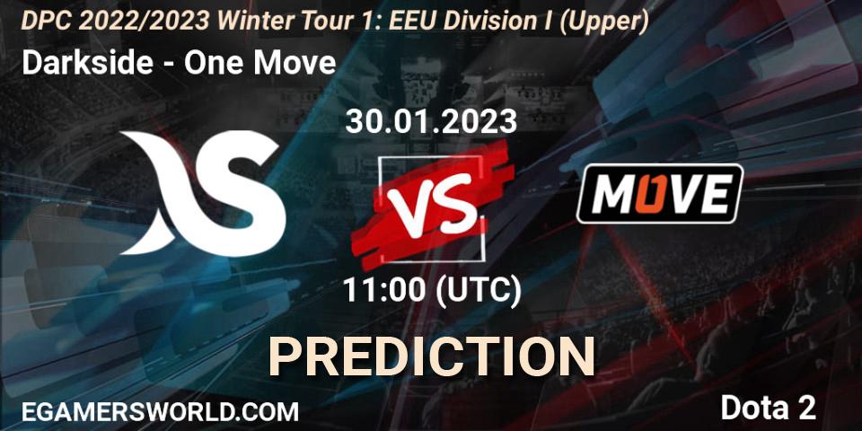 Darkside vs One Move: Match Prediction. 30.01.2023 at 14:16, Dota 2, DPC 2022/2023 Winter Tour 1: EEU Division I (Upper)
