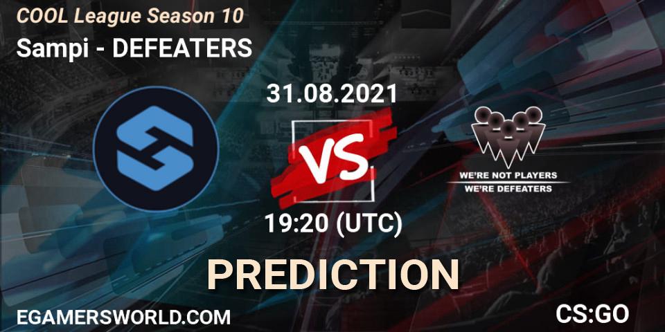 Sampi vs DEFEATERS: Match Prediction. 31.08.2021 at 19:20, Counter-Strike (CS2), COOL League Season 10