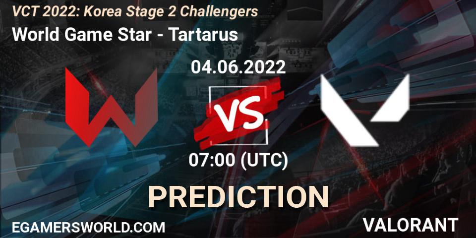 World Game Star vs Tartarus: Match Prediction. 04.06.2022 at 07:00, VALORANT, VCT 2022: Korea Stage 2 Challengers