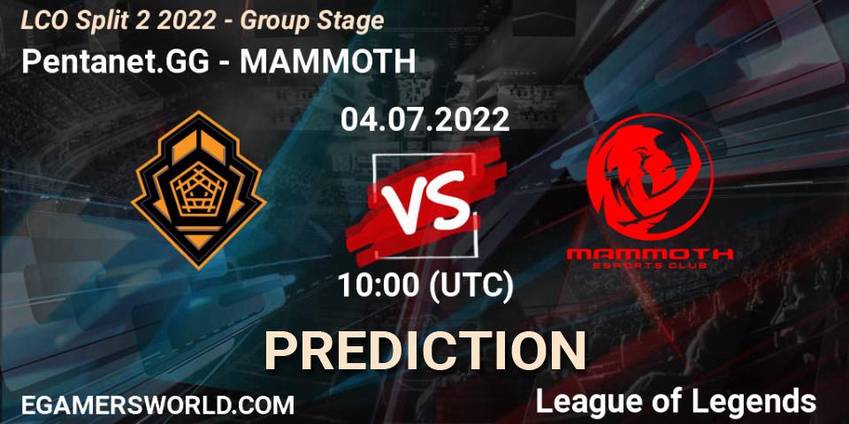 Pentanet.GG vs MAMMOTH: Match Prediction. 04.07.22, LoL, LCO Split 2 2022 - Group Stage