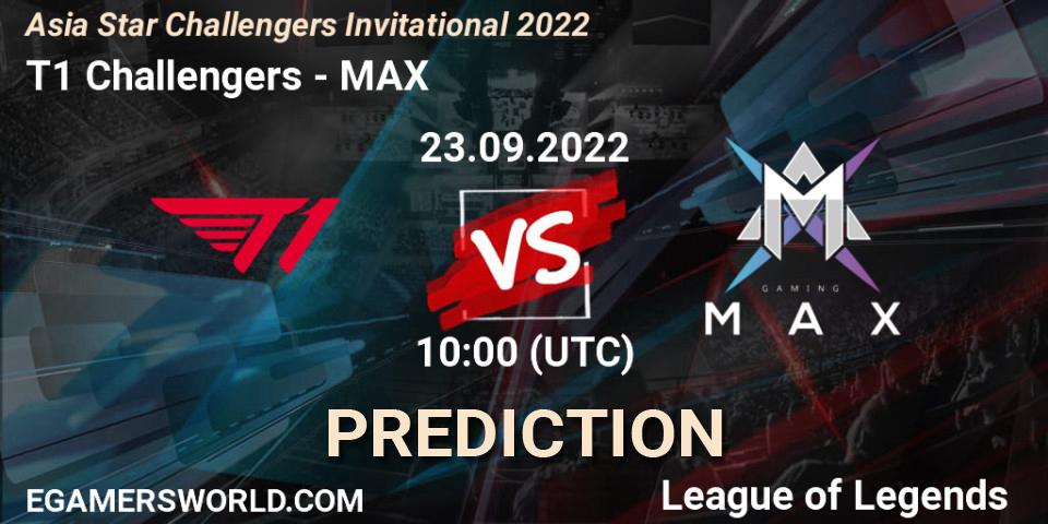 T1 Challengers vs MAX: Match Prediction. 23.09.22, LoL, Asia Star Challengers Invitational 2022