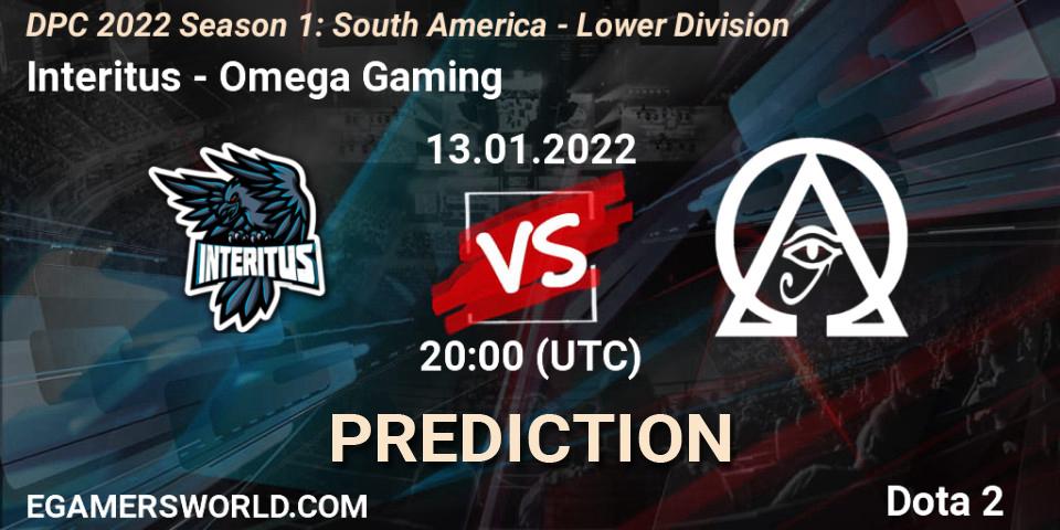 Interitus vs Omega Gaming: Match Prediction. 13.01.2022 at 20:00, Dota 2, DPC 2022 Season 1: South America - Lower Division