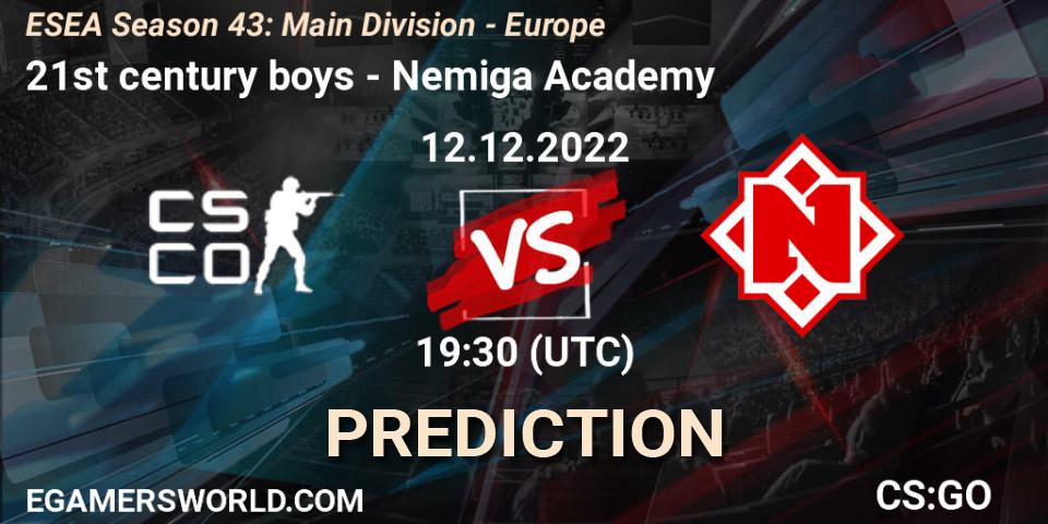 21st century boys vs Nemiga Academy: Match Prediction. 12.12.2022 at 19:30, Counter-Strike (CS2), ESEA Season 43: Main Division - Europe