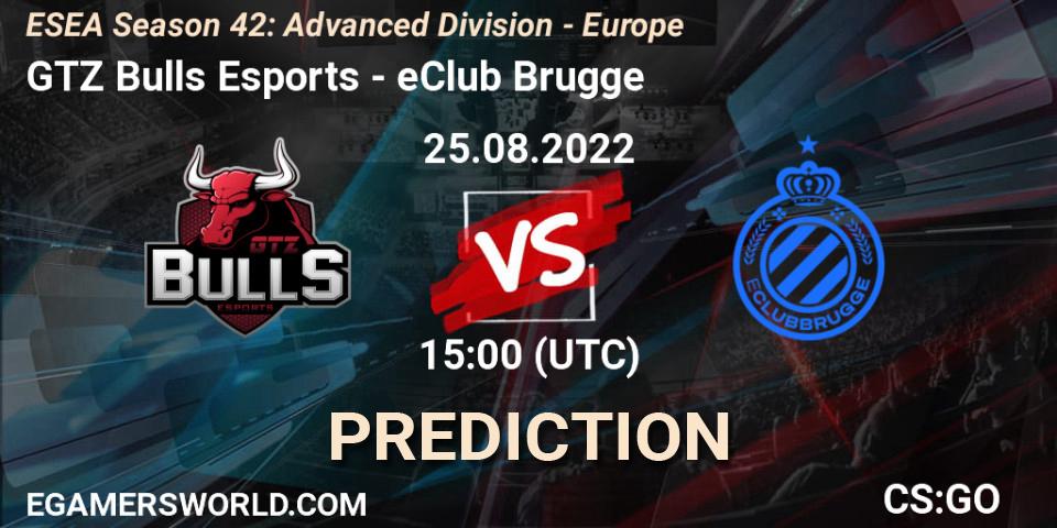 GTZ Bulls Esports vs eClub Brugge: Match Prediction. 25.08.22, CS2 (CS:GO), ESEA Season 42: Advanced Division - Europe