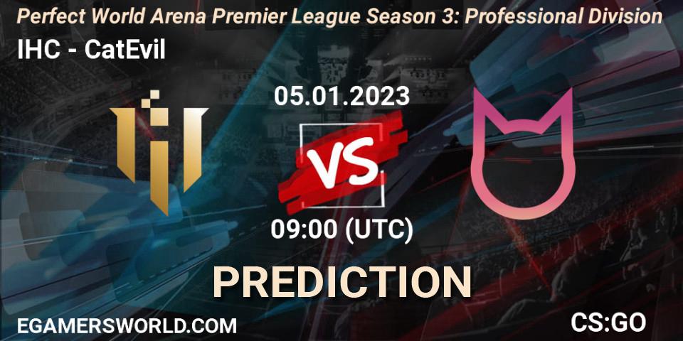 IHC vs CatEvil: Match Prediction. 05.01.23, CS2 (CS:GO), Perfect World Arena Premier League Season 3: Professional Division