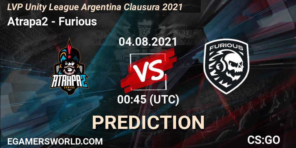 Atrapa2 vs Furious: Match Prediction. 04.08.21, CS2 (CS:GO), LVP Unity League Argentina Clausura 2021