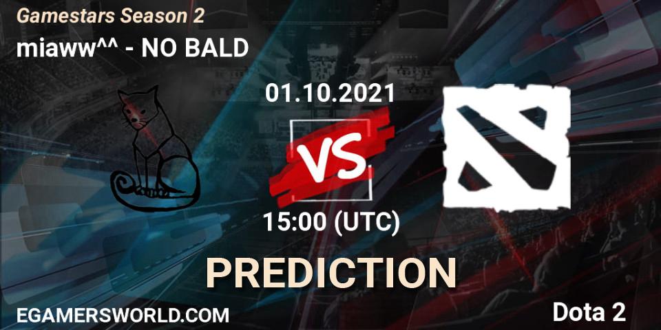 miaww^^ vs NO BALD: Match Prediction. 01.10.2021 at 14:58, Dota 2, Gamestars Season 2