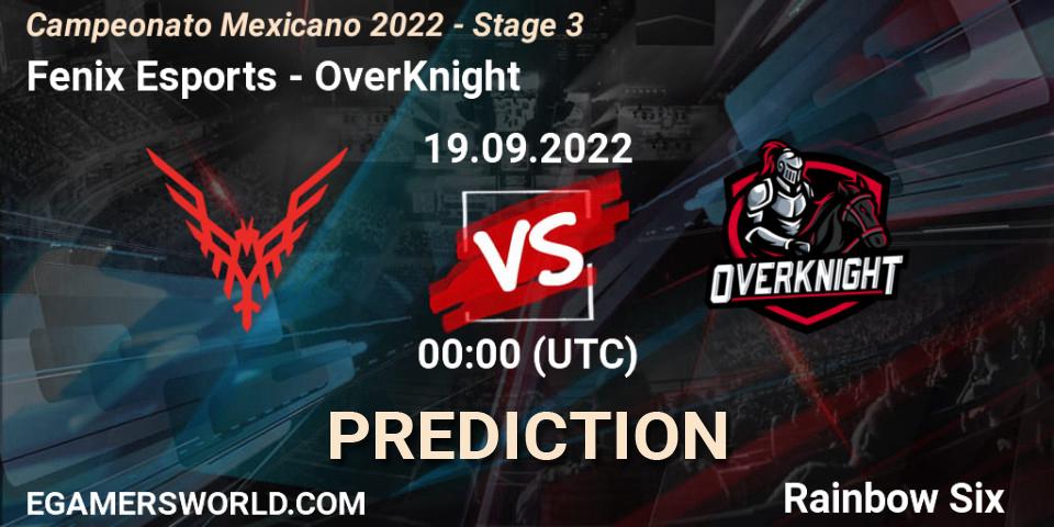 Fenix Esports vs OverKnight: Match Prediction. 19.09.2022 at 00:00, Rainbow Six, Campeonato Mexicano 2022 - Stage 3