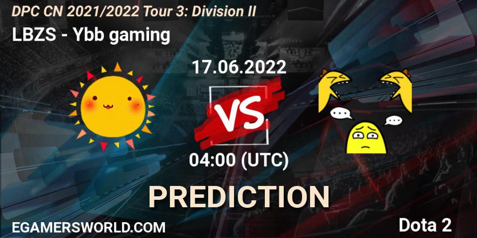 LBZS vs Ybb gaming: Match Prediction. 17.06.22, Dota 2, DPC CN 2021/2022 Tour 3: Division II