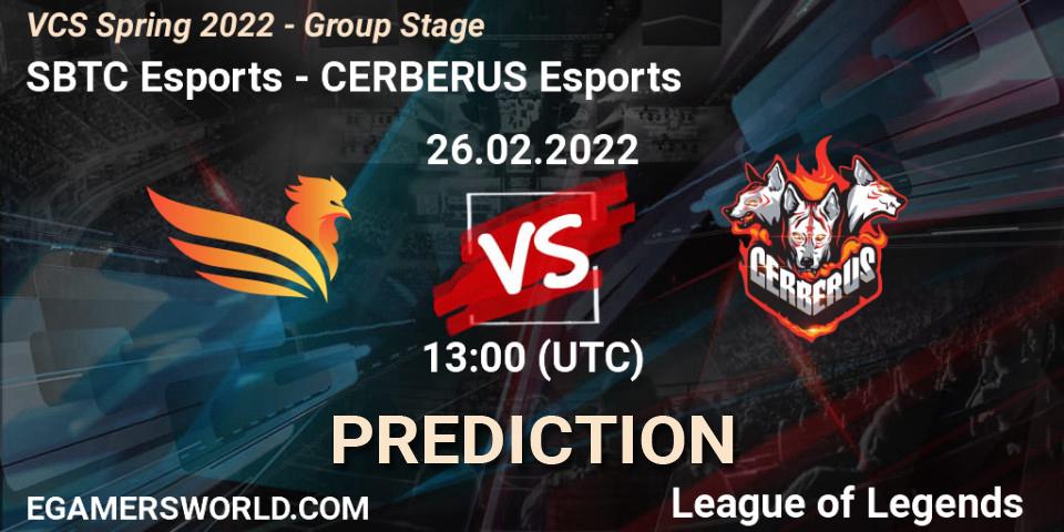 SBTC Esports vs CERBERUS Esports: Match Prediction. 26.02.2022 at 13:10, LoL, VCS Spring 2022 - Group Stage 