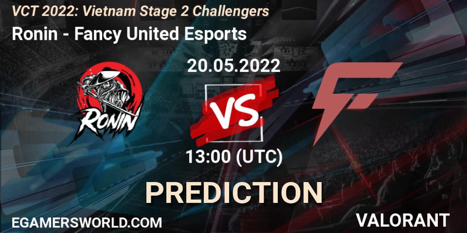 Ronin vs Fancy United Esports: Match Prediction. 20.05.2022 at 13:00, VALORANT, VCT 2022: Vietnam Stage 2 Challengers