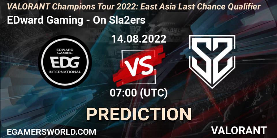 EDward Gaming vs On Sla2ers: Match Prediction. 14.08.2022 at 07:00, VALORANT, VCT 2022: East Asia Last Chance Qualifier