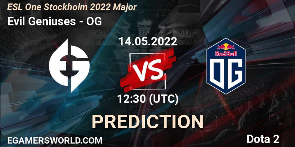 Evil Geniuses vs OG: Match Prediction. 14.05.2022 at 12:30, Dota 2, ESL One Stockholm 2022 Major