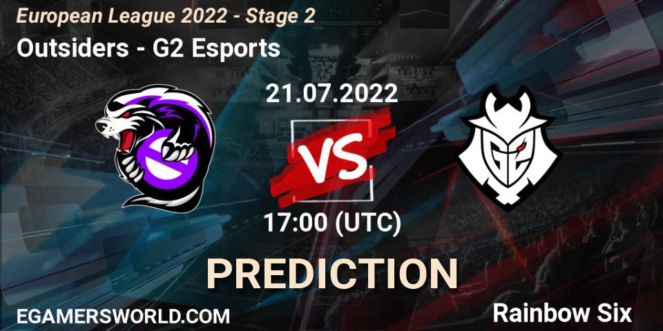 Outsiders vs G2 Esports: Match Prediction. 21.07.2022 at 21:00, Rainbow Six, European League 2022 - Stage 2