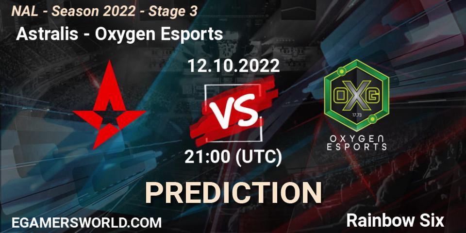  Astralis vs Oxygen Esports: Match Prediction. 12.10.2022 at 21:00, Rainbow Six, NAL - Season 2022 - Stage 3