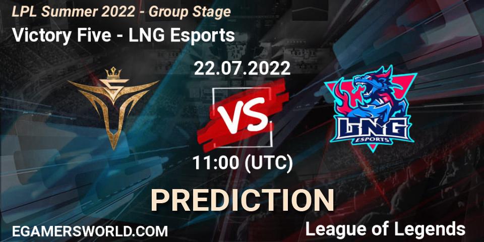 Victory Five vs LNG Esports: Match Prediction. 22.07.22, LoL, LPL Summer 2022 - Group Stage