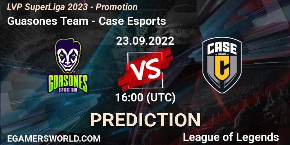 Guasones Team vs Case Esports: Match Prediction. 23.09.2022 at 16:00, LoL, LVP SuperLiga 2023 - Promotion