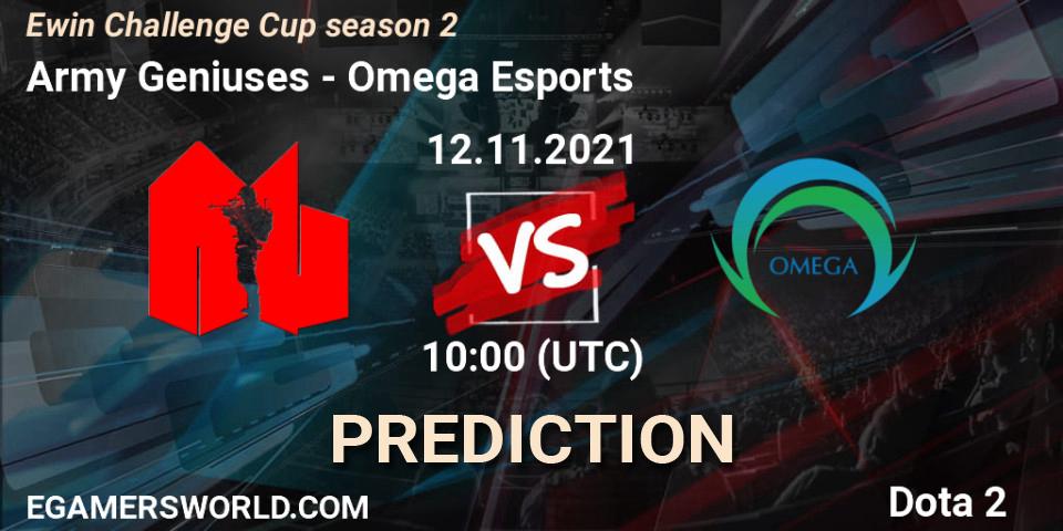 Army Geniuses vs Omega Esports: Match Prediction. 11.11.2021 at 10:38, Dota 2, Ewin Challenge Cup season 2