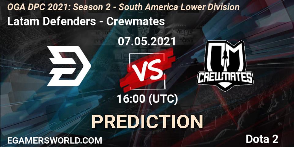 Latam Defenders vs Crewmates: Match Prediction. 07.05.2021 at 16:01, Dota 2, OGA DPC 2021: Season 2 - South America Lower Division 