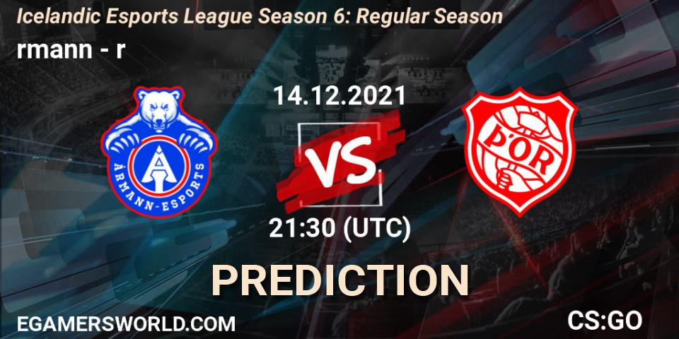 Ármann vs Þór: Match Prediction. 14.12.21, CS2 (CS:GO), Icelandic Esports League Season 6: Regular Season