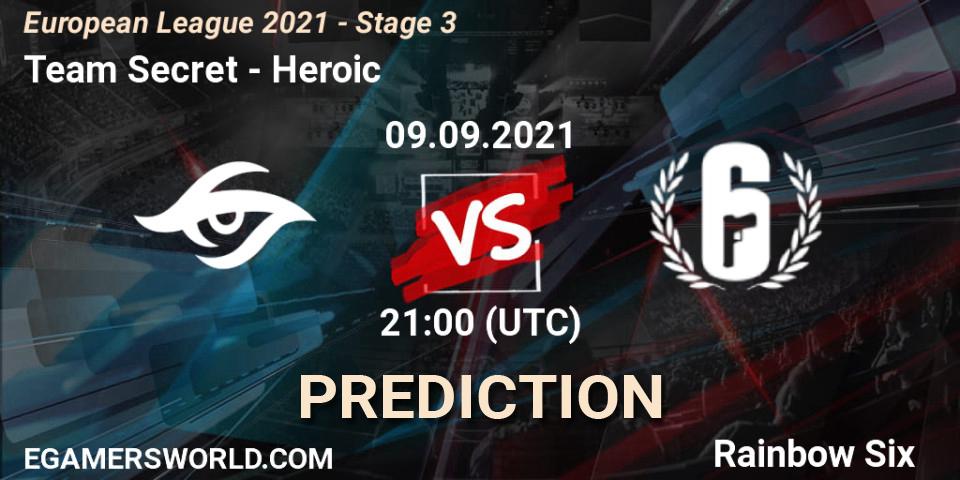 Team Secret vs Heroic: Match Prediction. 09.09.2021 at 21:00, Rainbow Six, European League 2021 - Stage 3