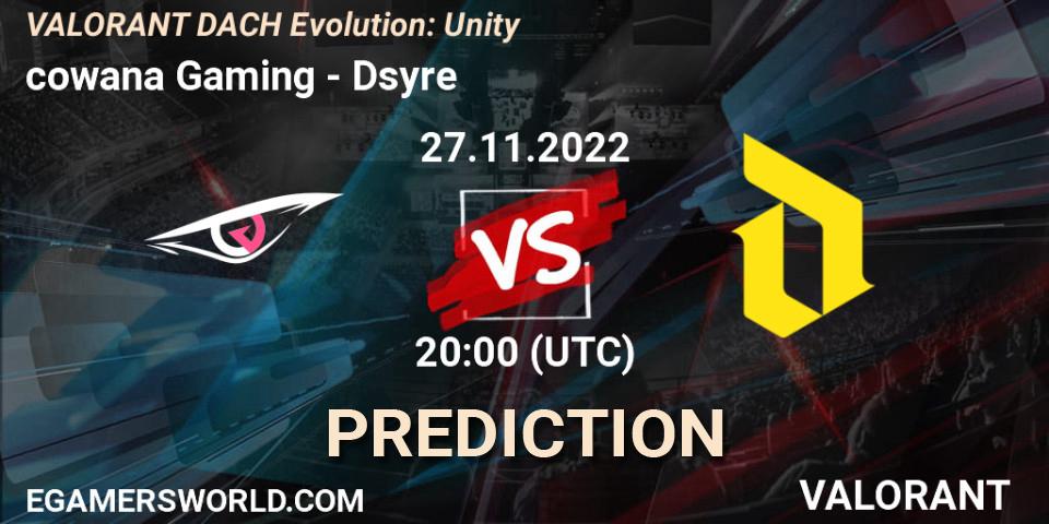 cowana Gaming vs Dsyre: Match Prediction. 27.11.22, VALORANT, VALORANT DACH Evolution: Unity