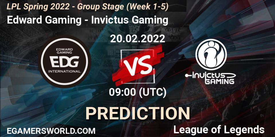 Edward Gaming vs Invictus Gaming: Match Prediction. 20.02.22, LoL, LPL Spring 2022 - Group Stage (Week 1-5)