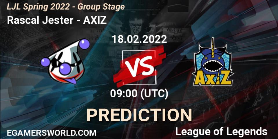 Rascal Jester vs AXIZ: Match Prediction. 18.02.22, LoL, LJL Spring 2022 - Group Stage