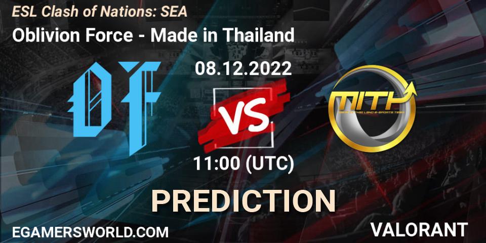 Oblivion Force vs Made in Thailand: Match Prediction. 08.12.22, VALORANT, ESL Clash of Nations: SEA