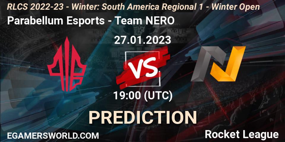 Parabellum Esports vs Team NERO: Match Prediction. 27.01.2023 at 19:00, Rocket League, RLCS 2022-23 - Winter: South America Regional 1 - Winter Open
