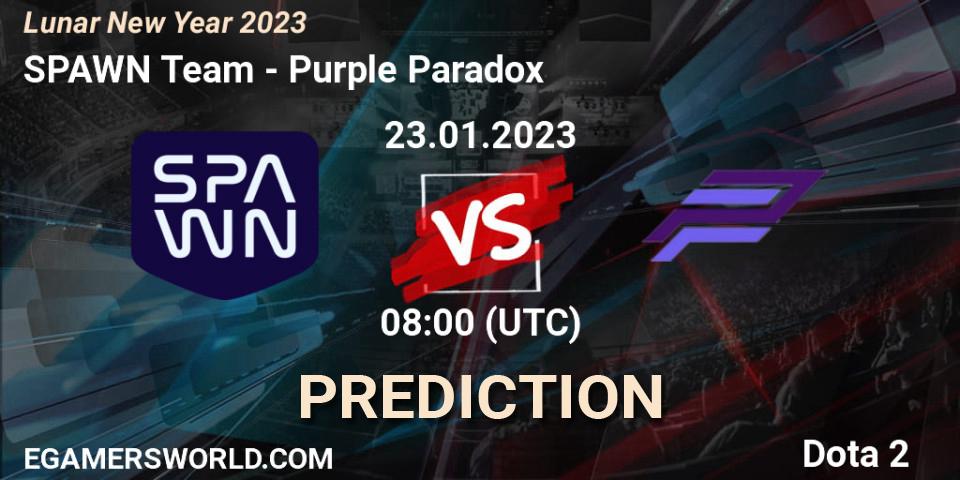 SPAWN Team vs Purple Paradox: Match Prediction. 23.01.23, Dota 2, Lunar New Year 2023