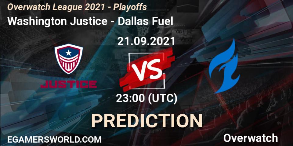 Washington Justice vs Dallas Fuel: Match Prediction. 21.09.2021 at 23:00, Overwatch, Overwatch League 2021 - Playoffs