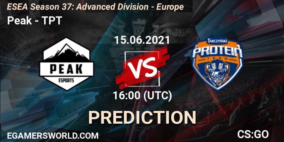 Peak vs TPT: Match Prediction. 15.06.2021 at 16:00, Counter-Strike (CS2), ESEA Season 37: Advanced Division - Europe